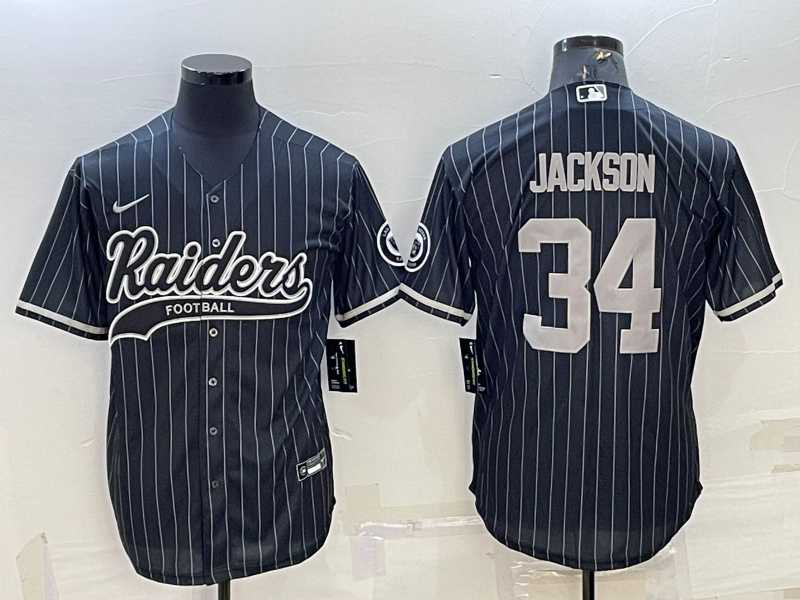 Men's Las Vegas Raiders #34 Bo Jackson Black With Patch Cool Base Stitched Baseball Jersey,We sell and wholesale Men's Las Vegas Raiders #34 Bo Jackson Black With Patch Cool Base Stitched Baseball Jersey on line form chian!
